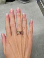 Silberring 925 Herz Turmalin & Goldeinsätze , Designerstück