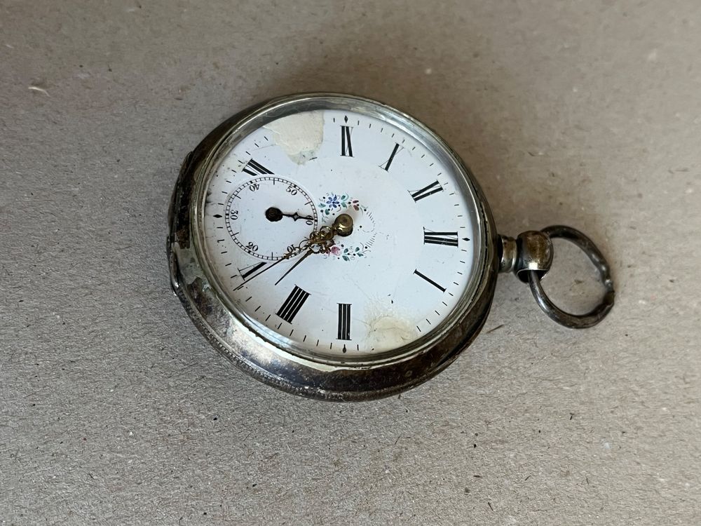 Montre De Poche Ancienne En Argent Massif - Pour Homme, Ne Fonctionne Pas (balancier Cassé)