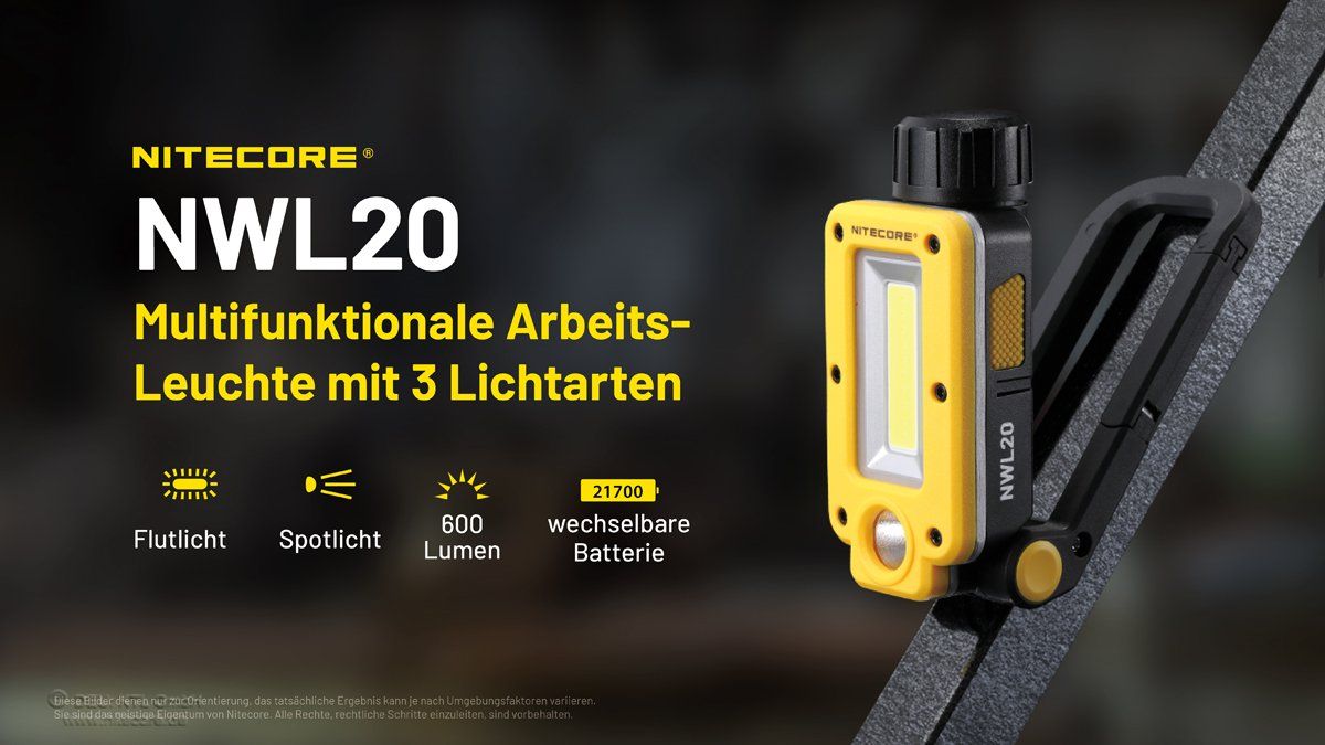 NiteCore Lampade: Arbeitsleuchte, 600 Lumen - Nitecore NWL20 – Nuovo e nell'imballaggio originale da Grüningen venduto da Prolumin 1