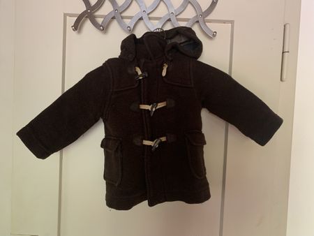 Kinder Winter Dufflecoat Gr. 86 Dunkelbraun mit Kapuze