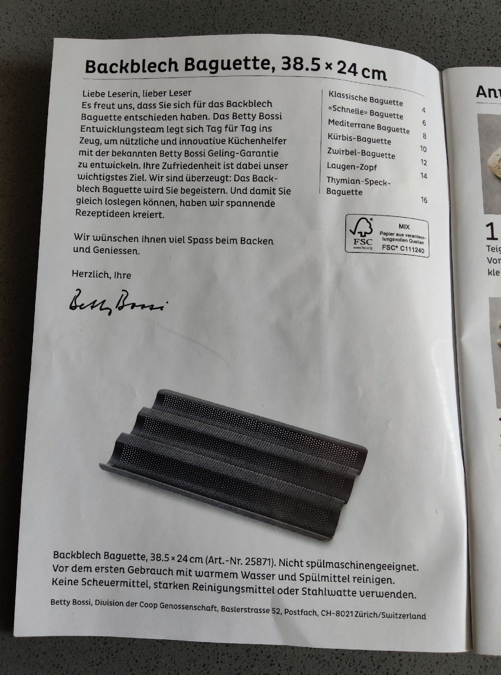 Betty Bossi Teglie da forno: BACKBLECH BAGUETTE / BETTY Bossi – Nuovo (secondo la descrizione) da Minusio venduto da Todesca 2