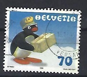 Tutti i francobolli: 1999 - PINGU - Klein PINGU als Postbote – Usato da Schaffhausen venduto da poststamp