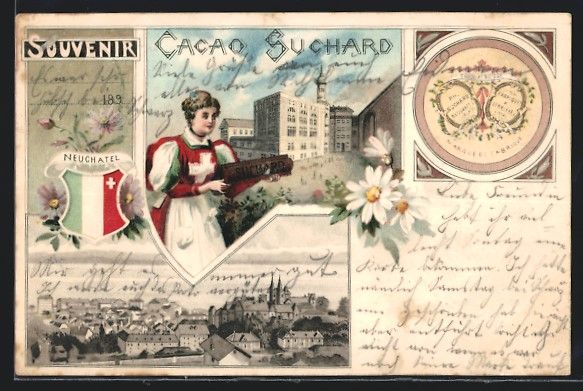 Cartes postales: Litho Neuchatel, Kakao Suchard, Dame in  – D'occasion à Berlin par bartko-reher