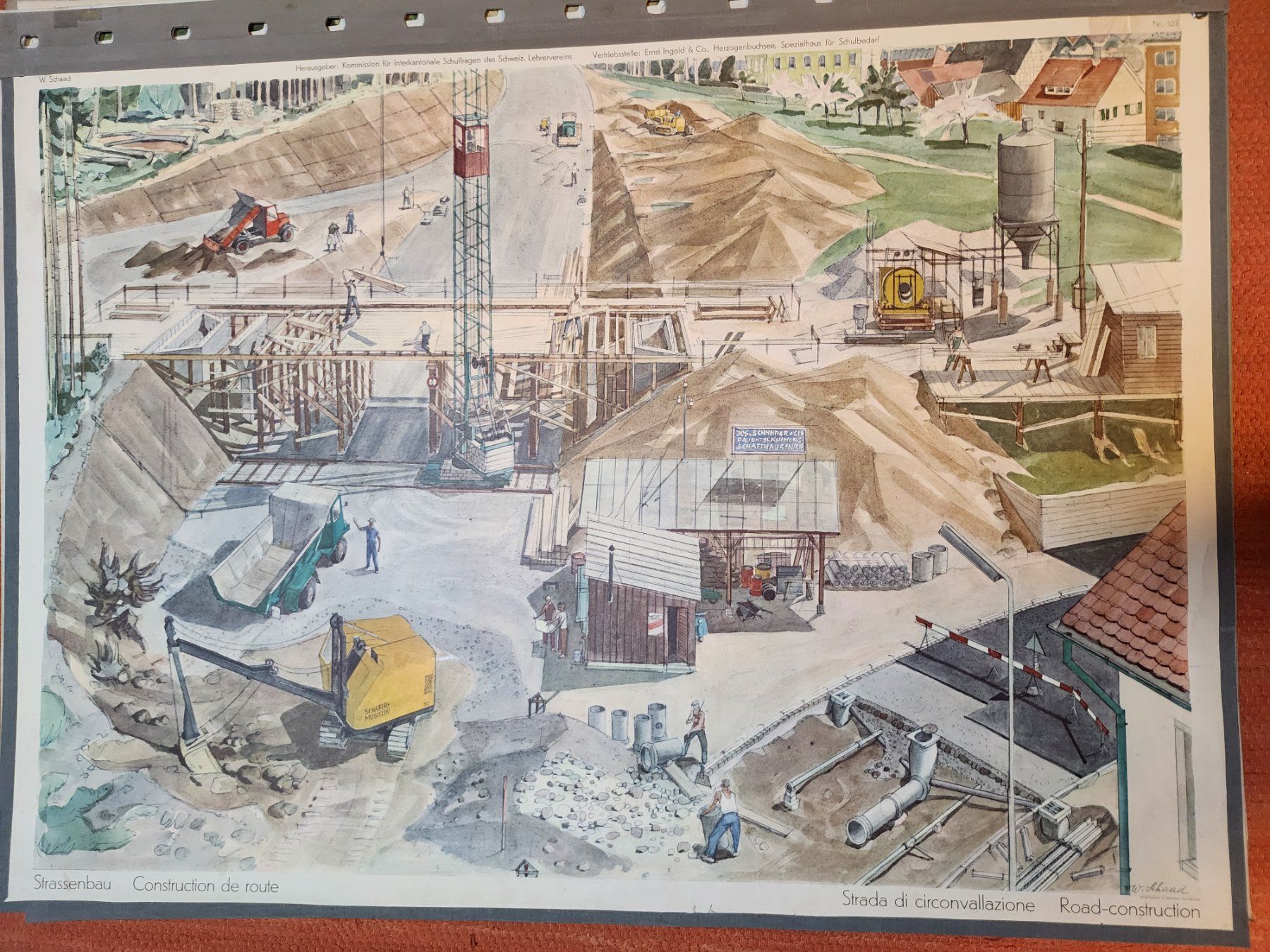 Posters & Illustrations: Schulwandbild: Strassenbau mit Begleitheft – D'occasion à Dietikon par Buchantiqdietikon