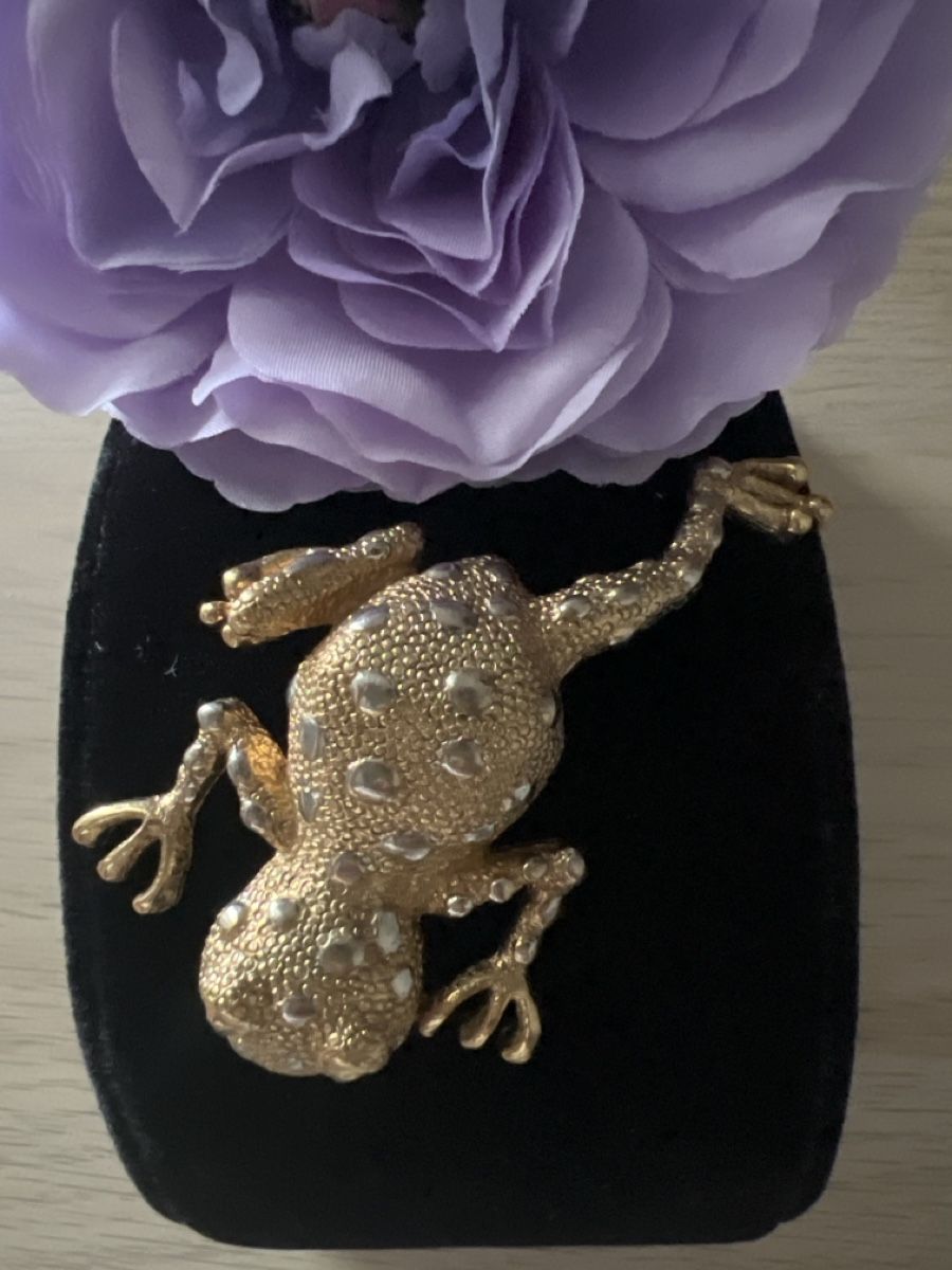 Spille & Fermagli: Verspielte Frosch Brosche vergoldet – Usato da Seon venduto da Sunny-Schmuck78 2