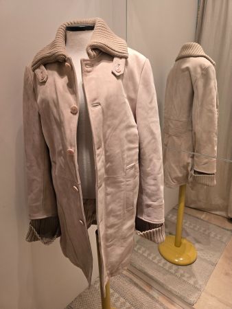 Edle Wildleder Jacke mit Strickdetails, Gr. M, stilvoll warm