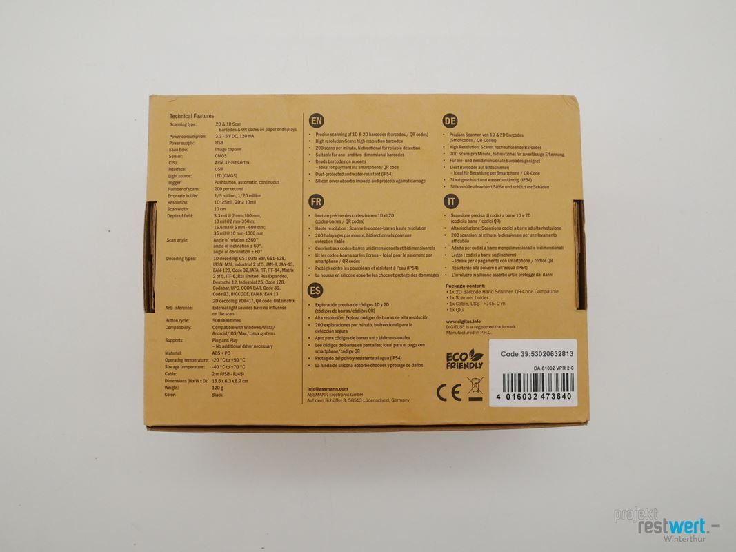 Scanner: DIGITUS QR-Code & 2D Barcode Handscanner, DA-81002 – Nuovo (secondo la descrizione) da Winterthur venduto da Restwert_Winterthur 3