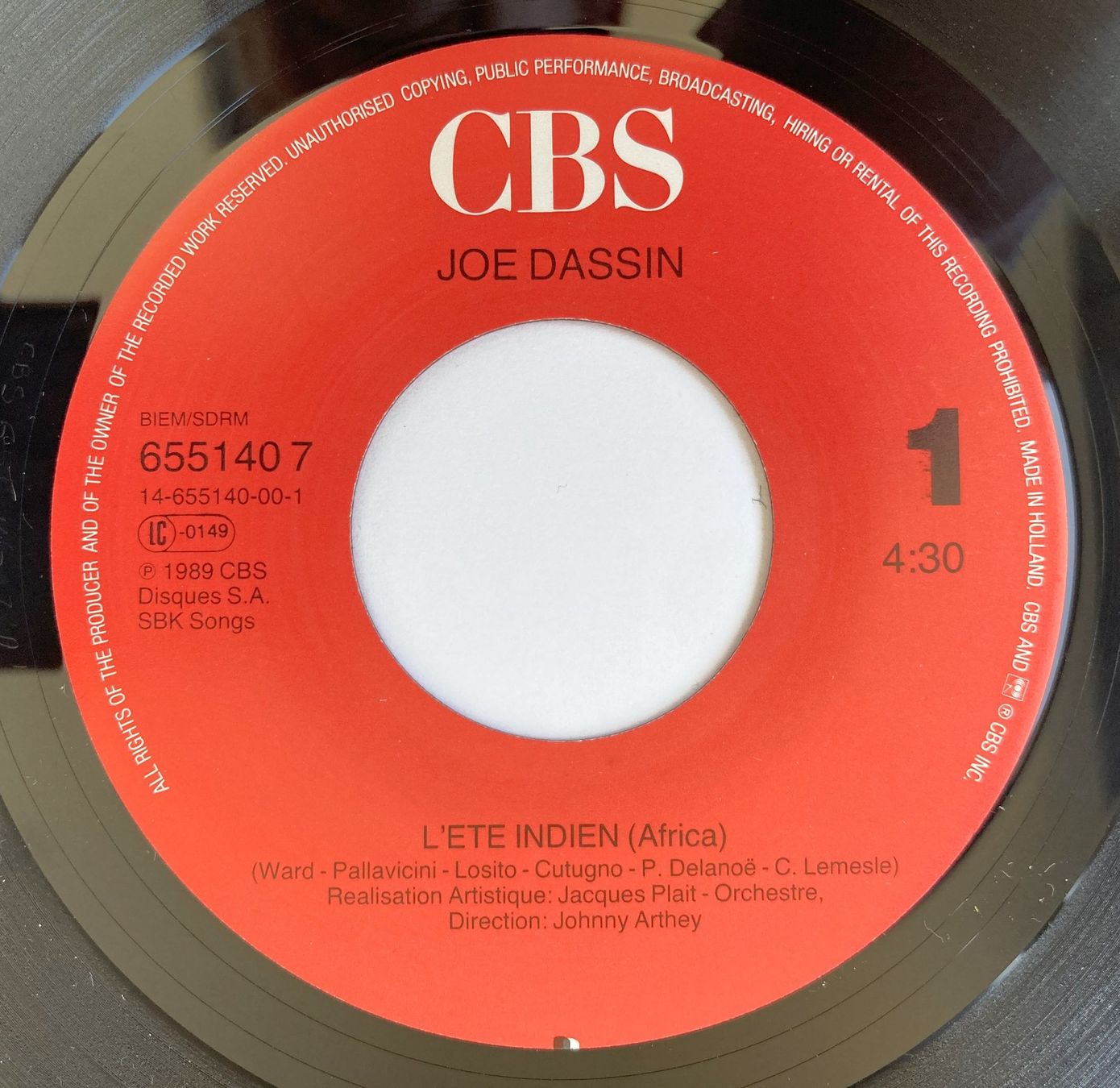 Schallplatten: JOE DASSIN - L'ETE INDIEN – Gebraucht aus Bottens von hotter-than-hell 2
