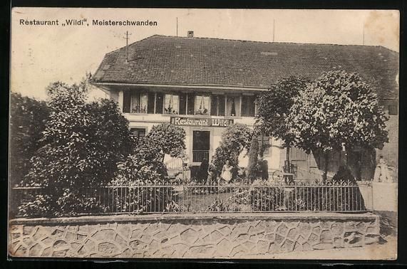 Cartoline postali: Meisterschwanden, Restaurant Wildi mit G – Usato da Berlin venduto da bartko-reher