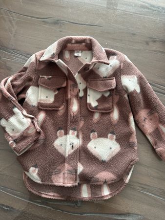 Fleece Hemdjacke Grösse 116 braun mit Fuchsmuster 🦊🦊