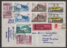 1.8.1949 : Express R-Brief mit Pro Patria Serie