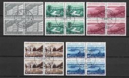 1954: Pro Patria Viererblock Serie Nr.B66-70 mit Orts-ET
