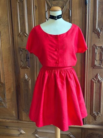 VINTAGE SET /Oberteil + Rock/ 100 % THAI-SEIDE HAND WOVEN