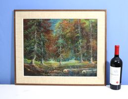 Waldlandschaft, Gemälde Oel auf Leinwand, "Farb-Studie"