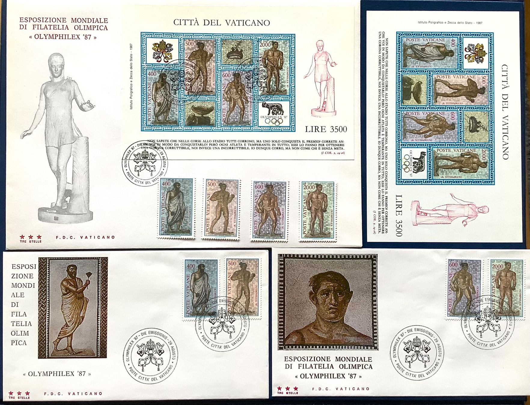 Tutti i francobolli: 1987 - Olymphilex 87 - FDC mit Block - FDC - Satz ** Block** – Nuovo (secondo la descrizione) da Liestal venduto da Skunk02