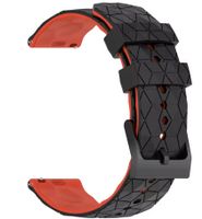 20mm Silikon Rubber Uhrenband schwarz-rot mit Prägung