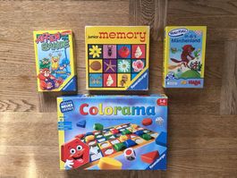 4 Kinderspiele: Colorama, Memory, Affenbande, Ratz Fatz!
