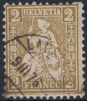 2 Rp. Sitzende Helvetia mit ABART Blindzahn oben rechts