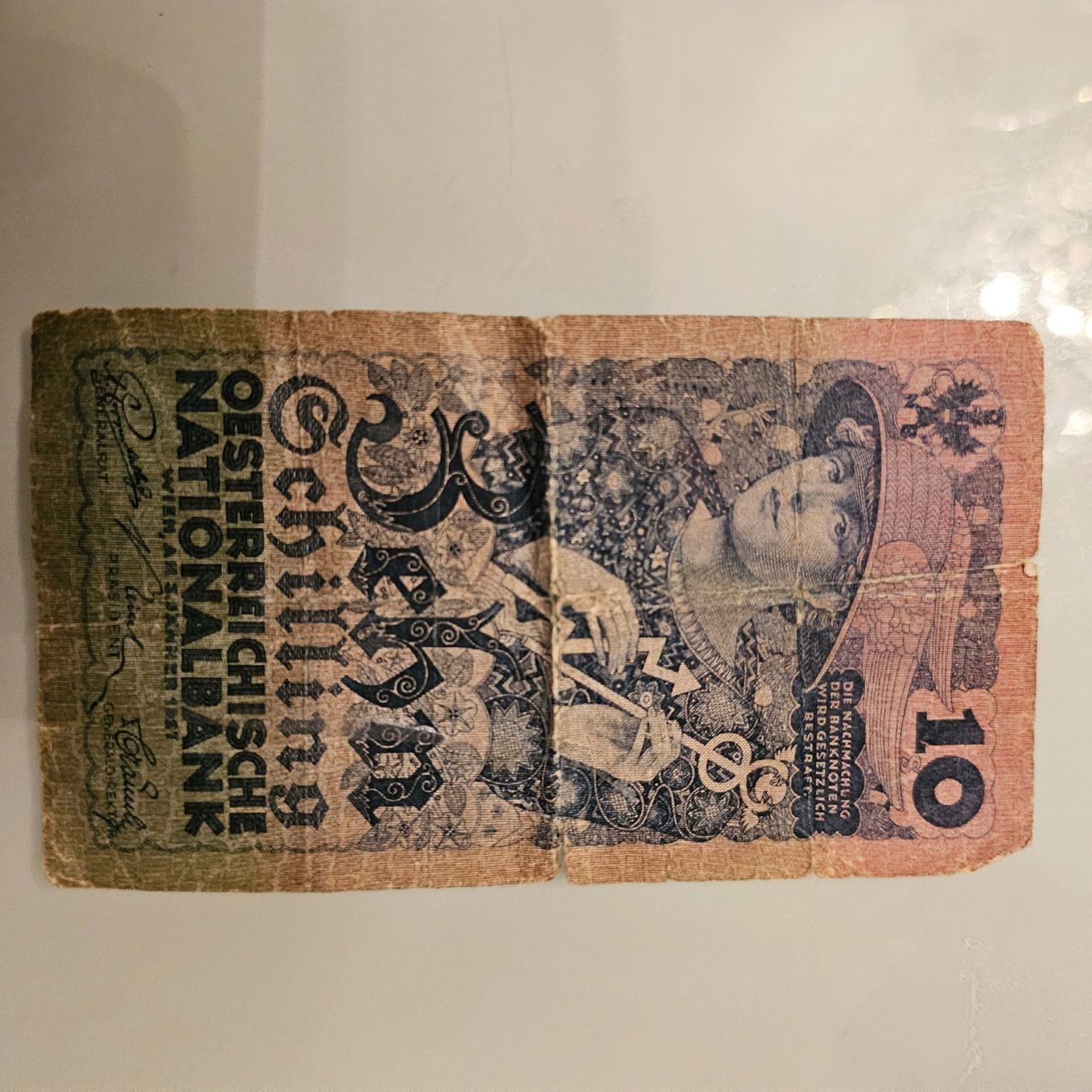 Banknoten: 10 Schilling antik 1927 – Gebraucht aus wolfhalden von 46464646