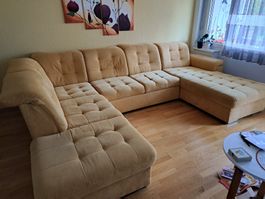 Ecksofa gelb mit Bettsofa Funktion