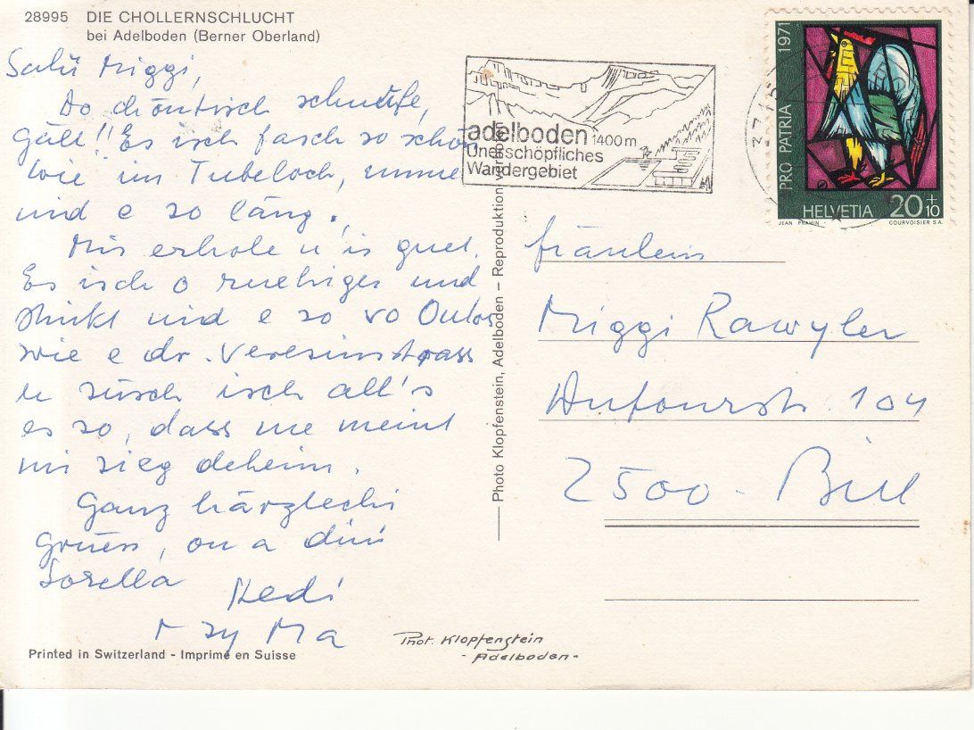 Cartoline postali: Chollernschlucht 1971 – Usato da Bürglen TG venduto da StampGraf 1