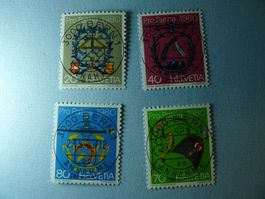 1980 Pro Patria Handwerkerschilder B186-B189 Ortsstempel