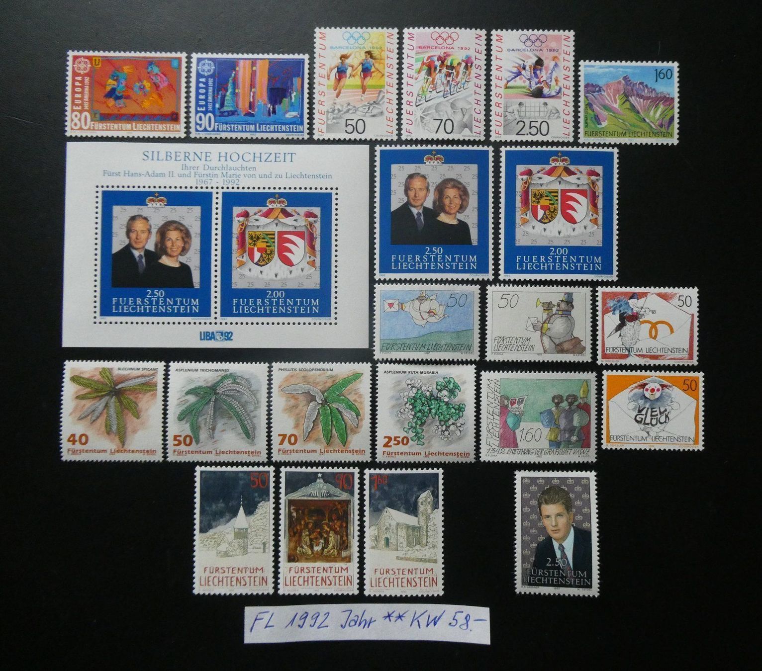 Alle Briefmarken: FL 1992 Jahr postfrisch unter 10% Katalog!! – Gebraucht aus Lausen von Herbamare01