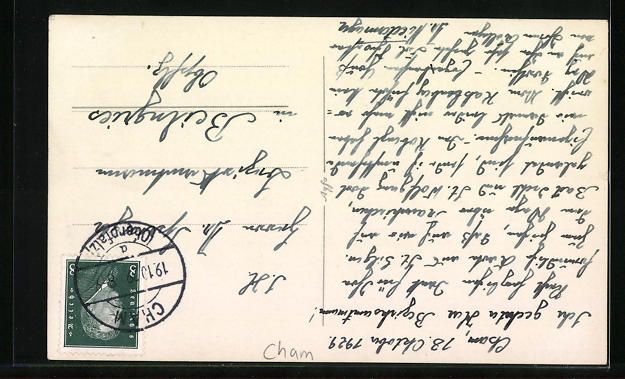 Cartoline postali: Cham, Generalansicht der Stadt, Fliegera – Usato da Berlin venduto da bartko-reher 1