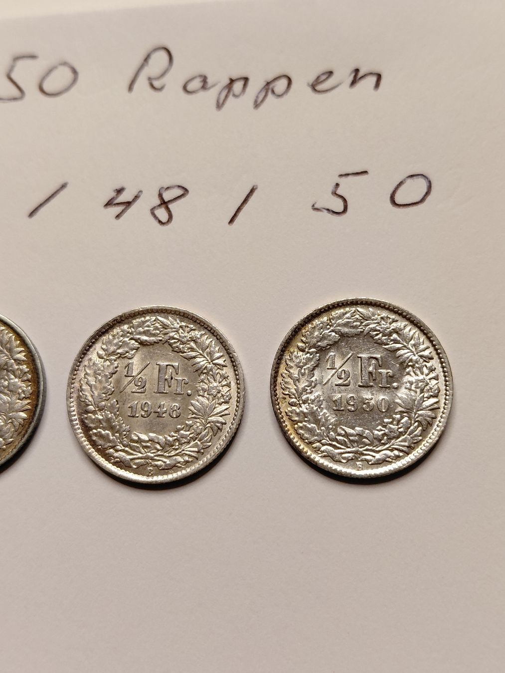 Toutes les monnaies: 3x 50 Rappen silber 1946, 48, 50 – D'occasion à Bonaduz par topolino052 2