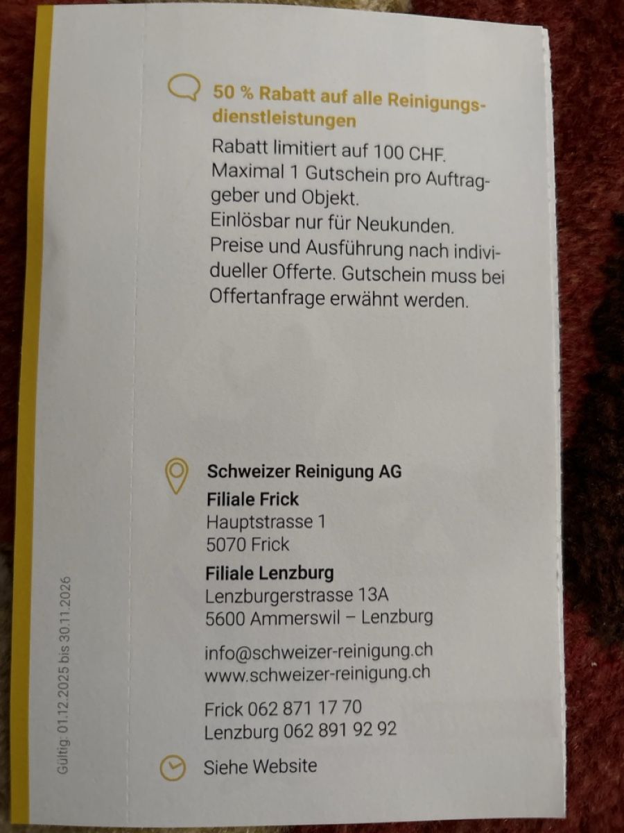 Gutscheine: Trois bons de rabais à Frick – Neu (gemäss Beschreibung) aus Düdingen von Yellow 2