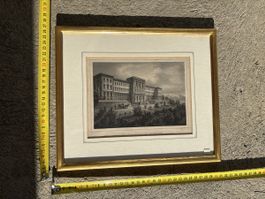Alte Lithographie ETH Zürich, gerahmt