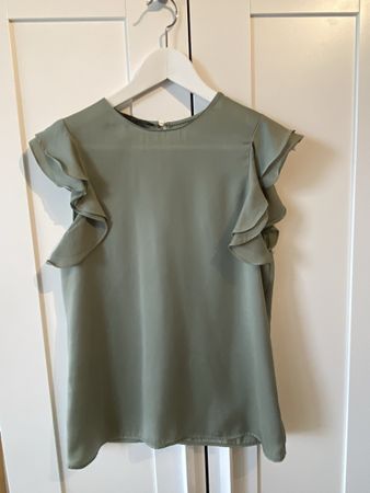 Zara Satin Bluse salbeigrün S