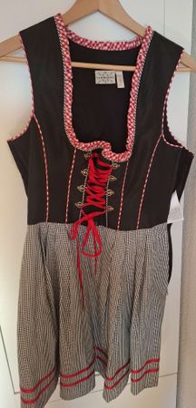 Dirndl Kleid Landhaus schwarz rot kariert Grösse 40