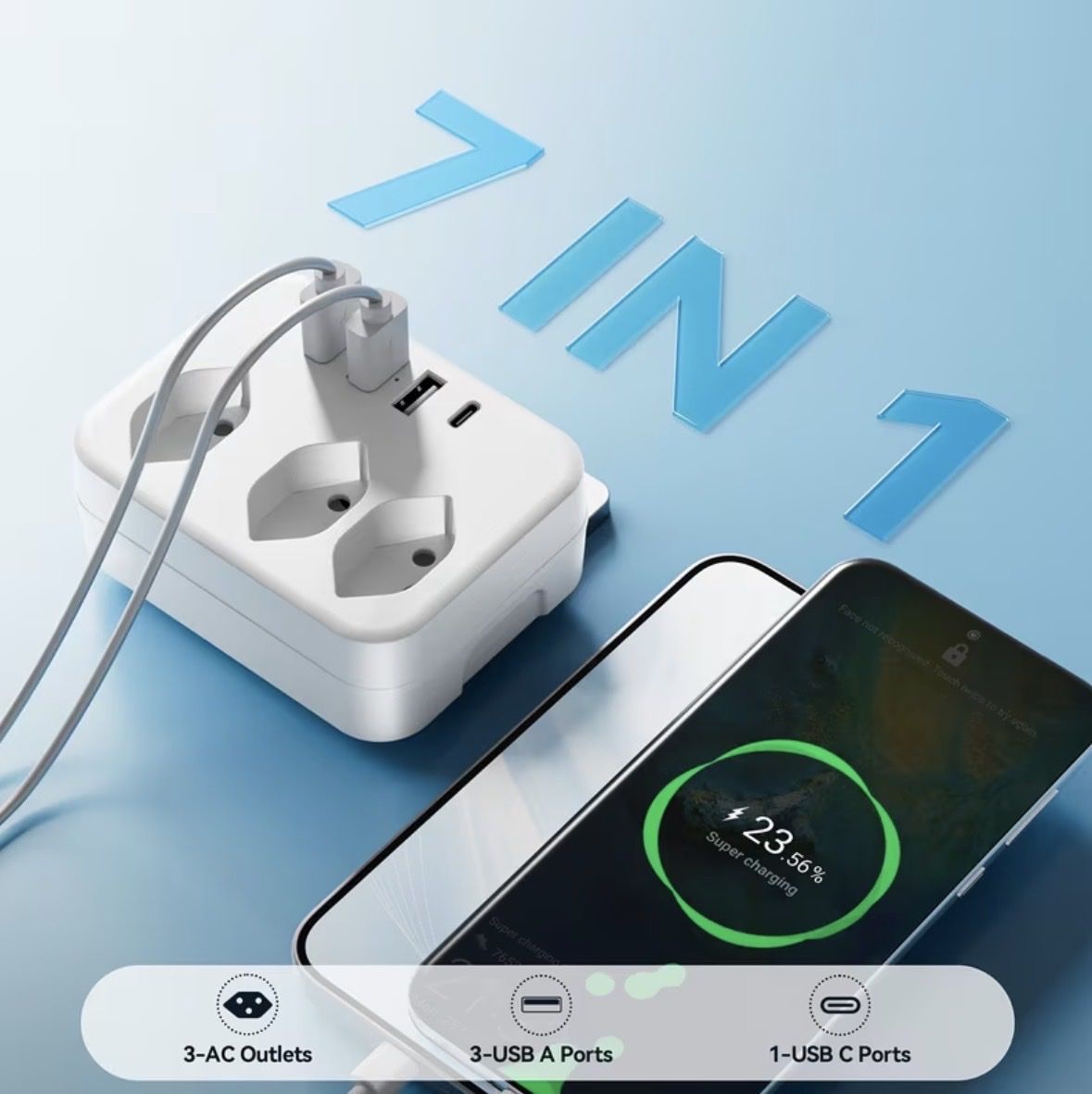 Spine: 7 in 1 Steckdosen mit USB-Anschlüssen / Schwarz – Nuovo e nell'imballaggio originale da Kloten venduto da digi-Galaxy 3