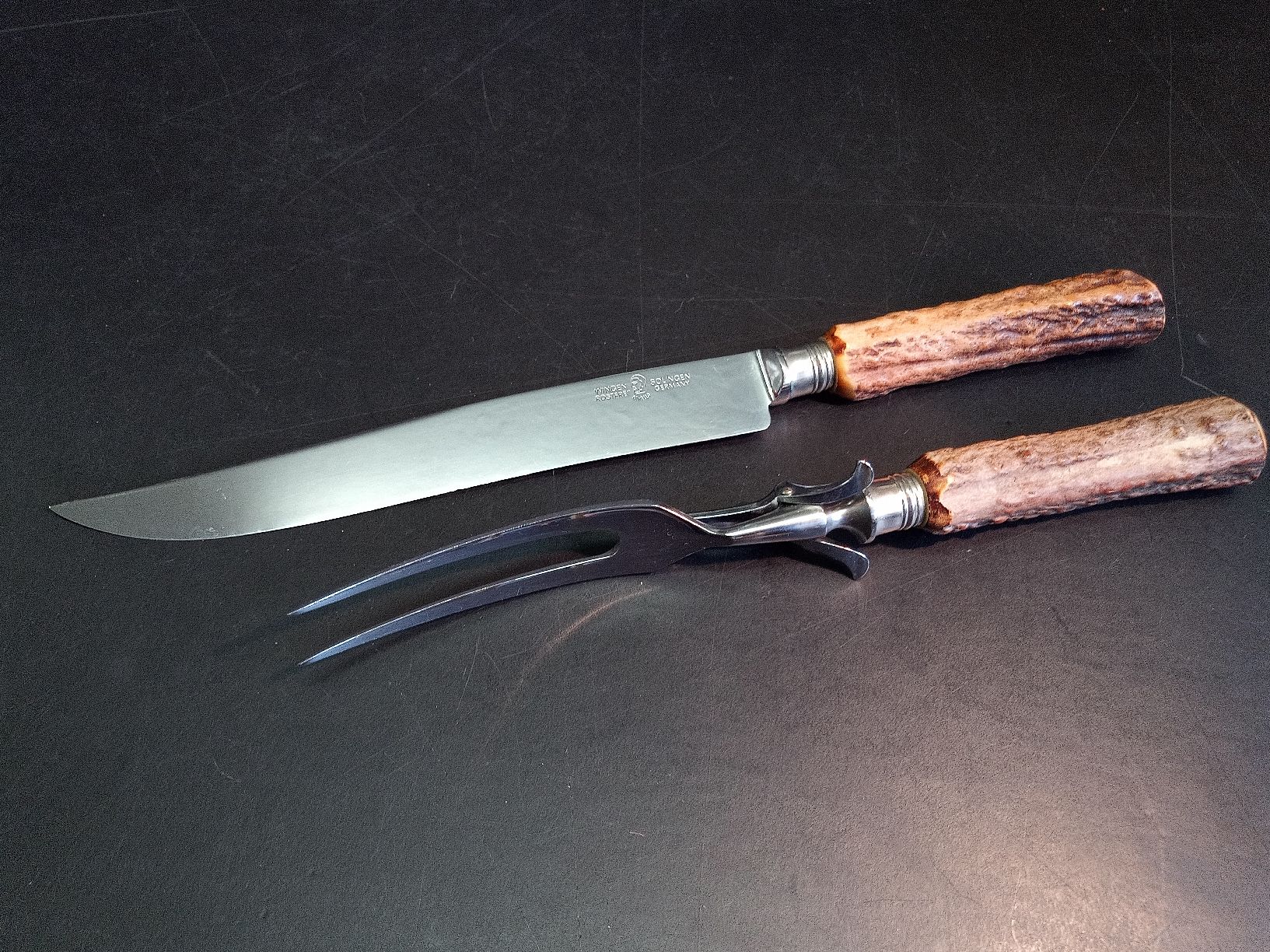 Solingen Set di posate: Tranchierbesteck Solingen Wingen - Geweih Horn Griff – Usato da Reiden venduto da Zofi-Brocki 3