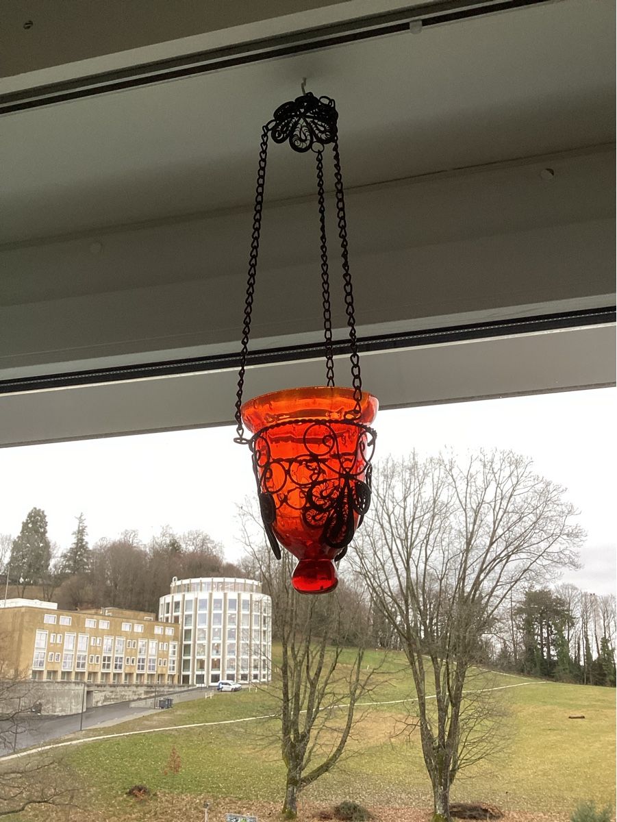 Tutte le decorazioni: Rote Glasampel in Metallkorb – Nuovo (secondo la descrizione) da Lausanne venduto da Ulpet
