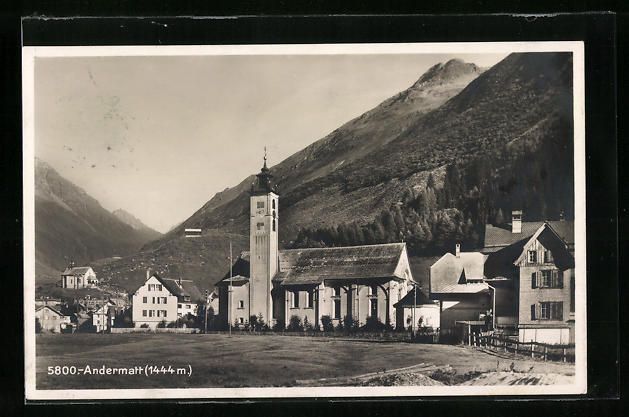 Ansichtskarten: AK Andermatt, Teilansicht mit Kirche – Gebraucht aus Berlin von bartko-reher