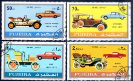 ALTE UND NEUE AUTOS FUJEIRA 1970 GESTEMPELT - HE32