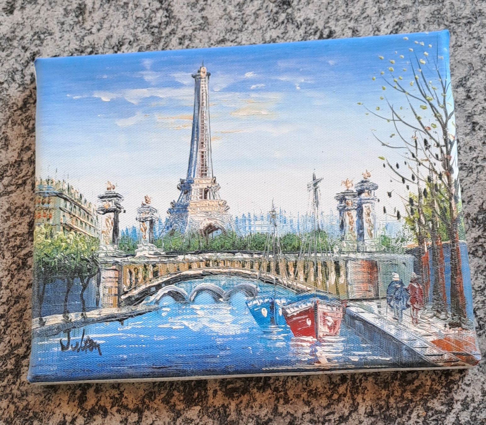 Gemälde: Gemälde Eiffelturm Paris auf Leinwand  – Gebraucht aus Gampel von hil_q526