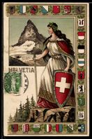 AK Schweiz, Helvetia, Wappen der Kantone, Matterhorn