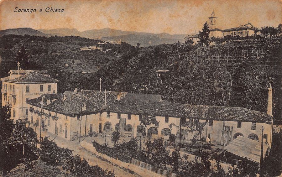 Cartoline postali: Sorengo e Chiesa, verso 1915 – Usato da Frauenfeld venduto da POML