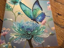 Karte-Grusskarte-Schmetterling-Glück-Natur-Painting-Selfmade