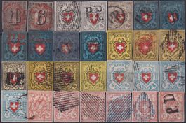 Einmaliger Rayon-Nachlass ab Zürich 6, 108 Altschweiz-Marken