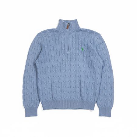 Pull 1/4 zip Torsadé Ralph Lauren Vintage Bleu clair - M #3