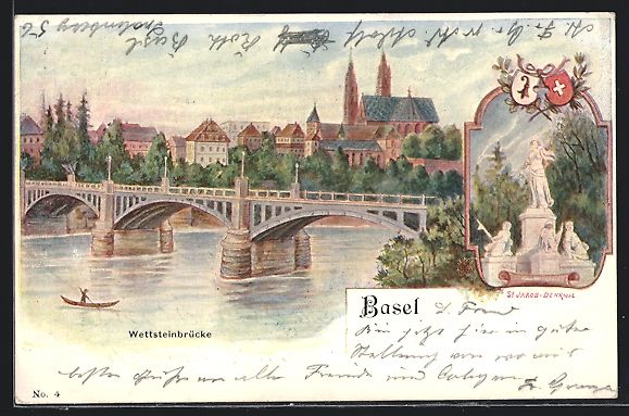 Cartoline postali: Basel, Teilansicht mit Brücke, St. Jako – Usato da Berlin venduto da bartko-reher