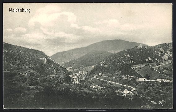 Cartoline postali: AK Waldenburg, Panorama mit Bergen – Usato da Berlin venduto da bartko-reher