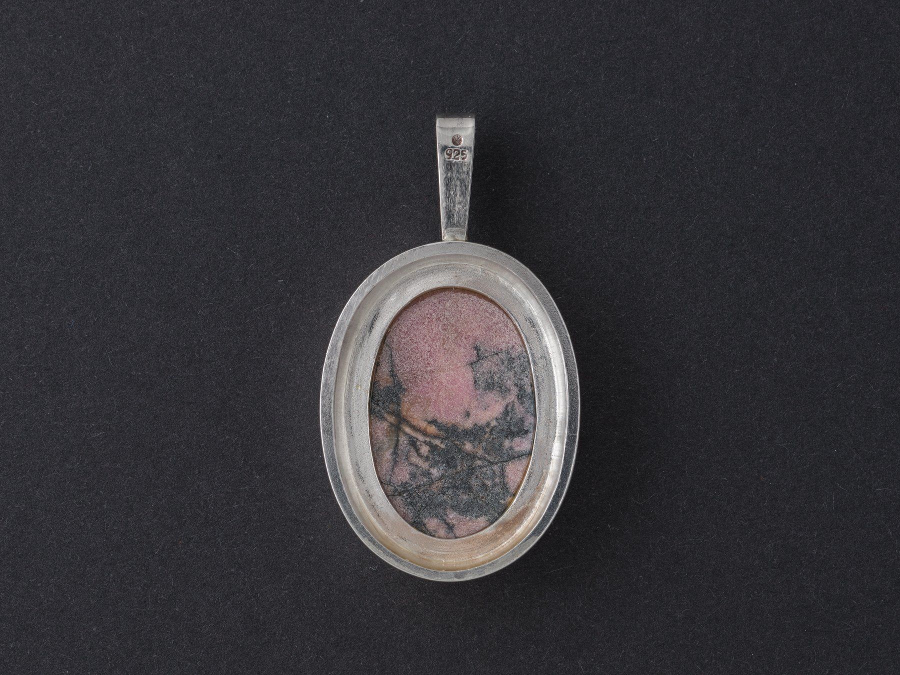 Anhänger: Grosser Silber Anhänger mit Stein Rhodonit, oval – Gebraucht aus Ziefen von sin_2chk 1