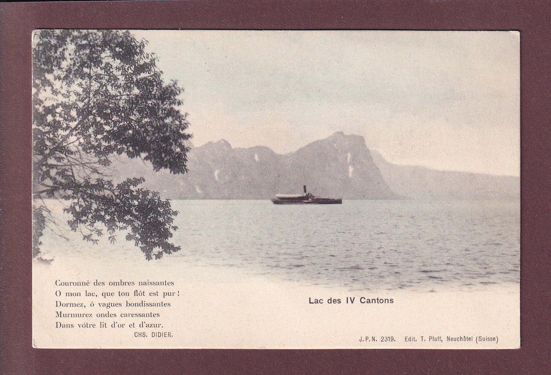 Cartoline postali: LAC DES IV CANTONS - Poème – Usato da Pully venduto da nicecards