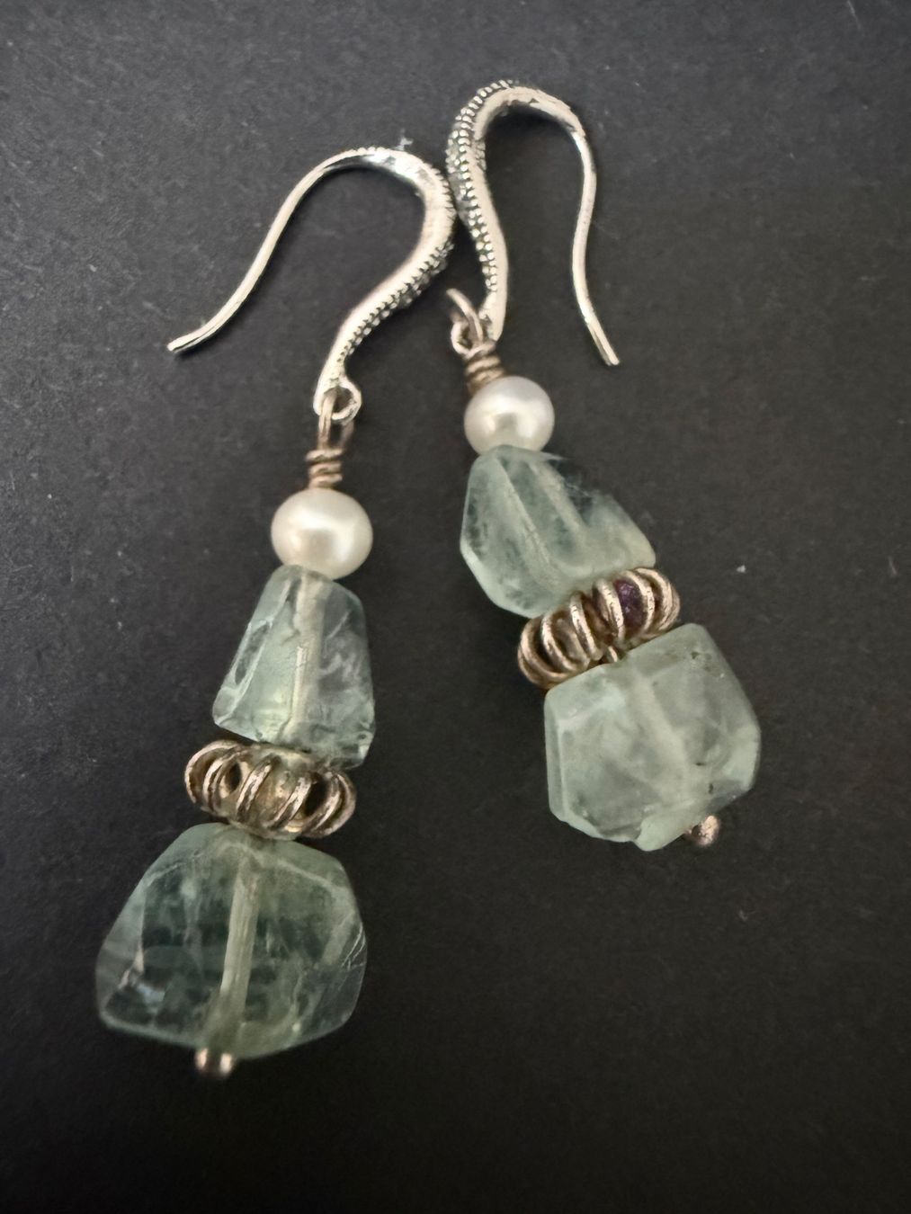 Ohrringe & -stecker: Silber Ohrringe mit Aquamarin und Perle 925 – Gebraucht aus Spiegel b. Bern von Rogger72
