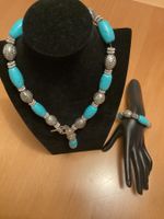 Schmuckset Halskette und Armband blau silber gebraucht
